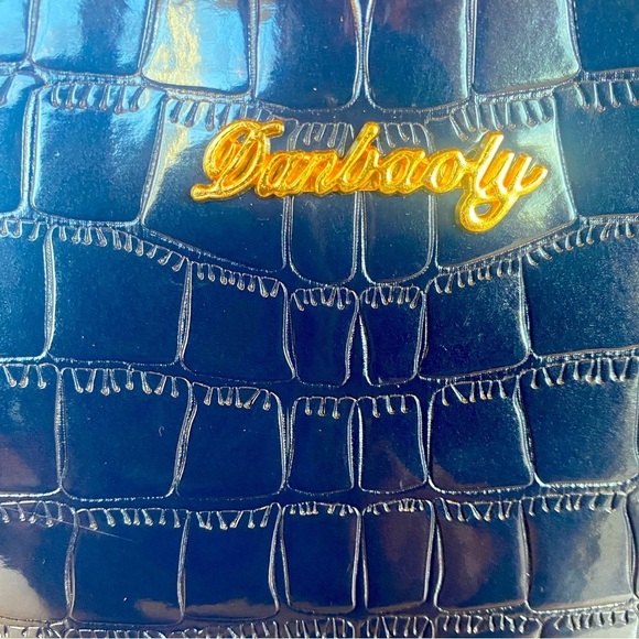 Navy Blue Crocodile Pattern Faux Leather Shoulder Bag w/Golden Hardware. NWOT - Picture 3 of 12